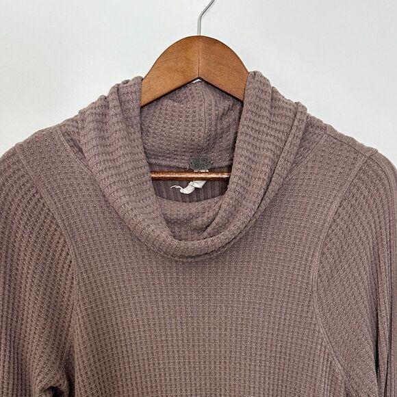 Free People We The Free Kristina Thermal Waffle Knit Top Mushroom Size Small - Picture 6 of 11